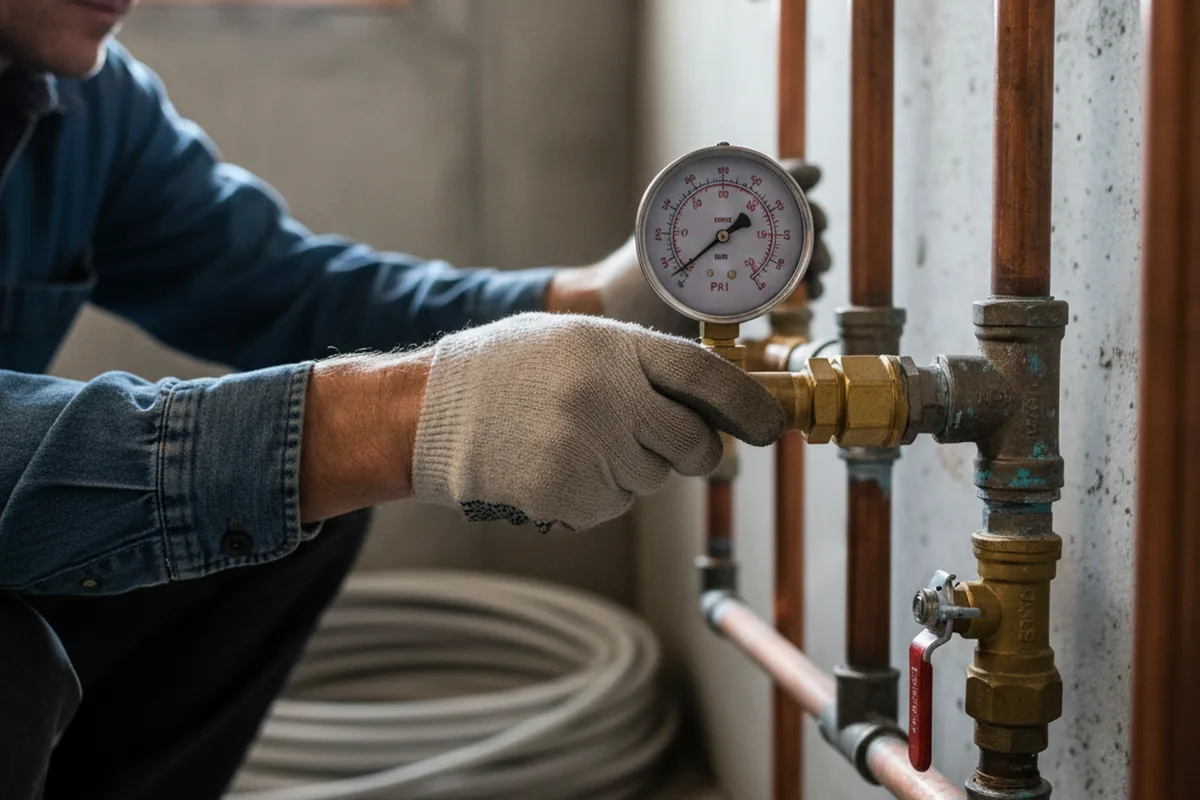 Pressure testing a repaired line during Water Line Repair in Ravensdale